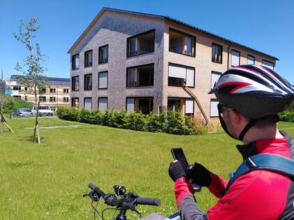 Die Leuchttürme (hier in Krumbach) werden mit der Österreich radelt App eingesammelt, Fotocredits: passathon